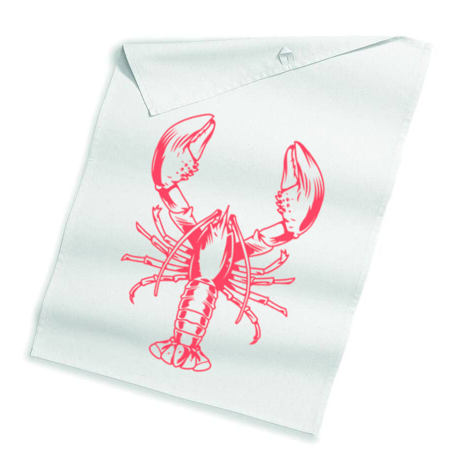 Bio Geschirrtuch mit Hummer-Print in Neon Rot – Siebdruck