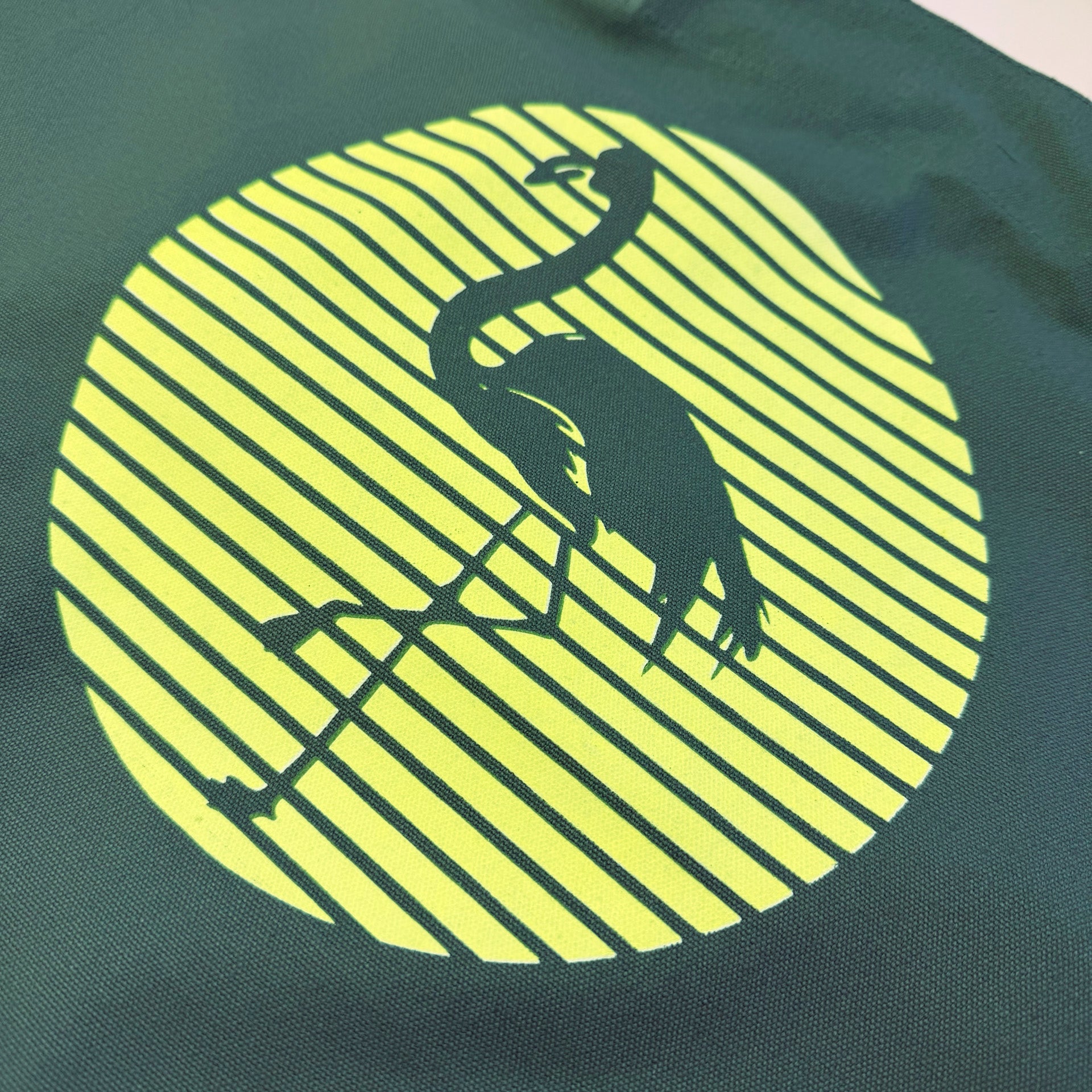 Beach Bag FLAMINGO Dusty Green & Neon Gelb Detail