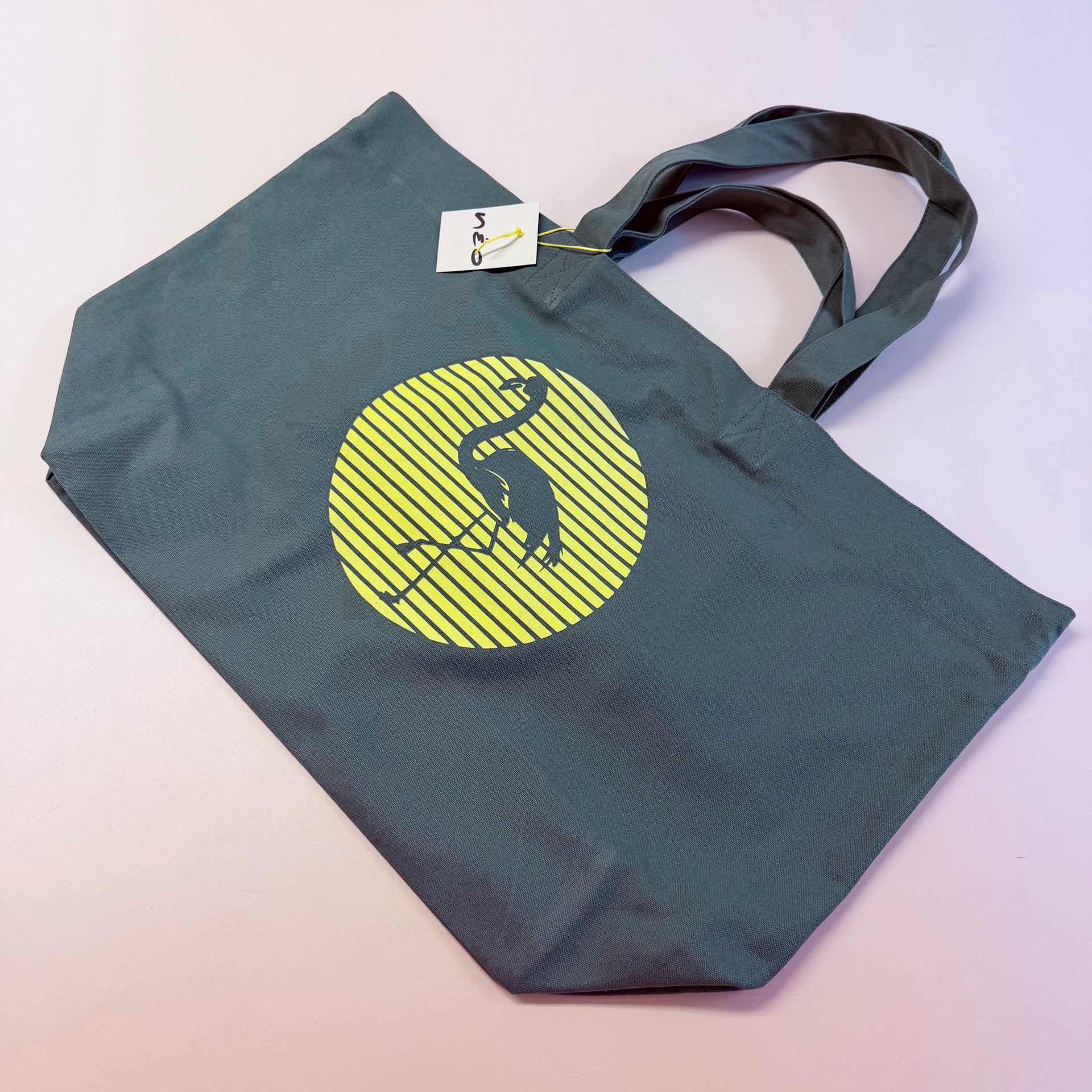 Beach Bag FLAMINGO Dusty Green & Neon Gelb