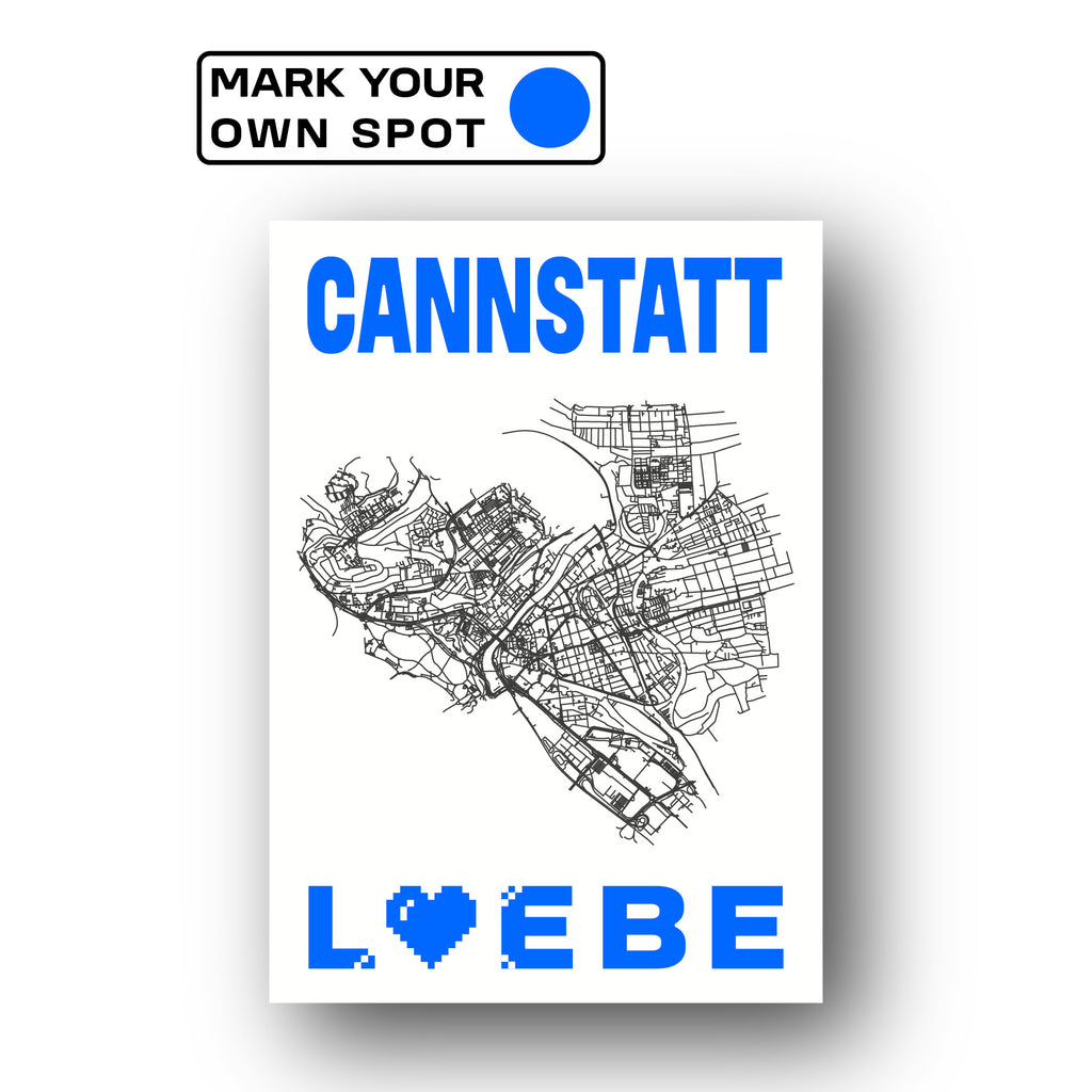 Print CANNSTATT LIEBE DIN A3 personalisierbar neon blau