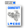 Print CANNSTATT LIEBE DIN A3 personalisierbar neon blau