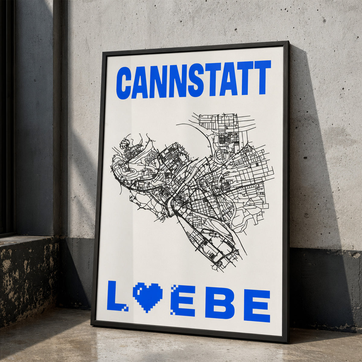Print CANNSTATT LIEBE DIN A3 personalisierbar neon blau