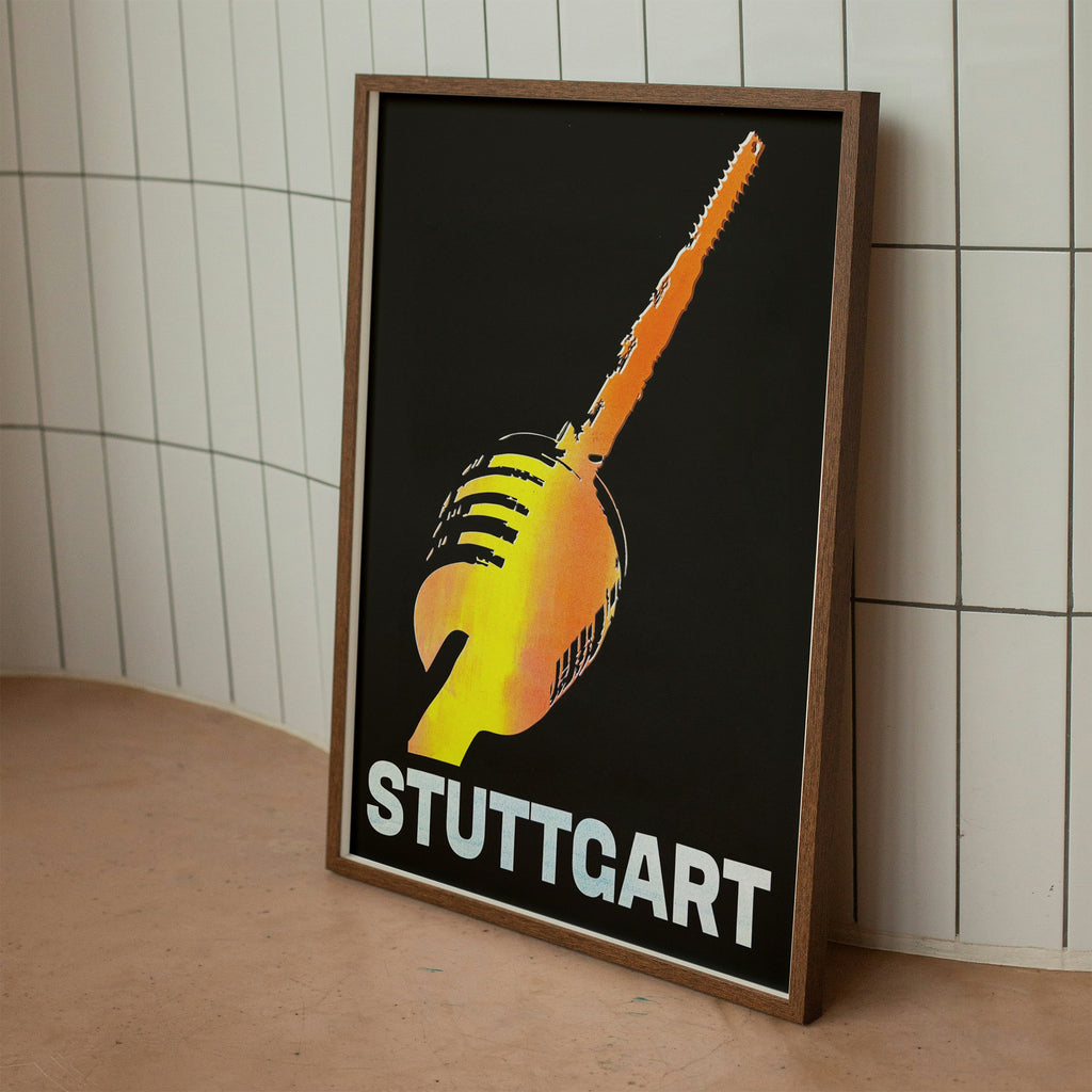 Print Stuttgart Fernsehturm DAY EDITION Neon Limited Rahmen