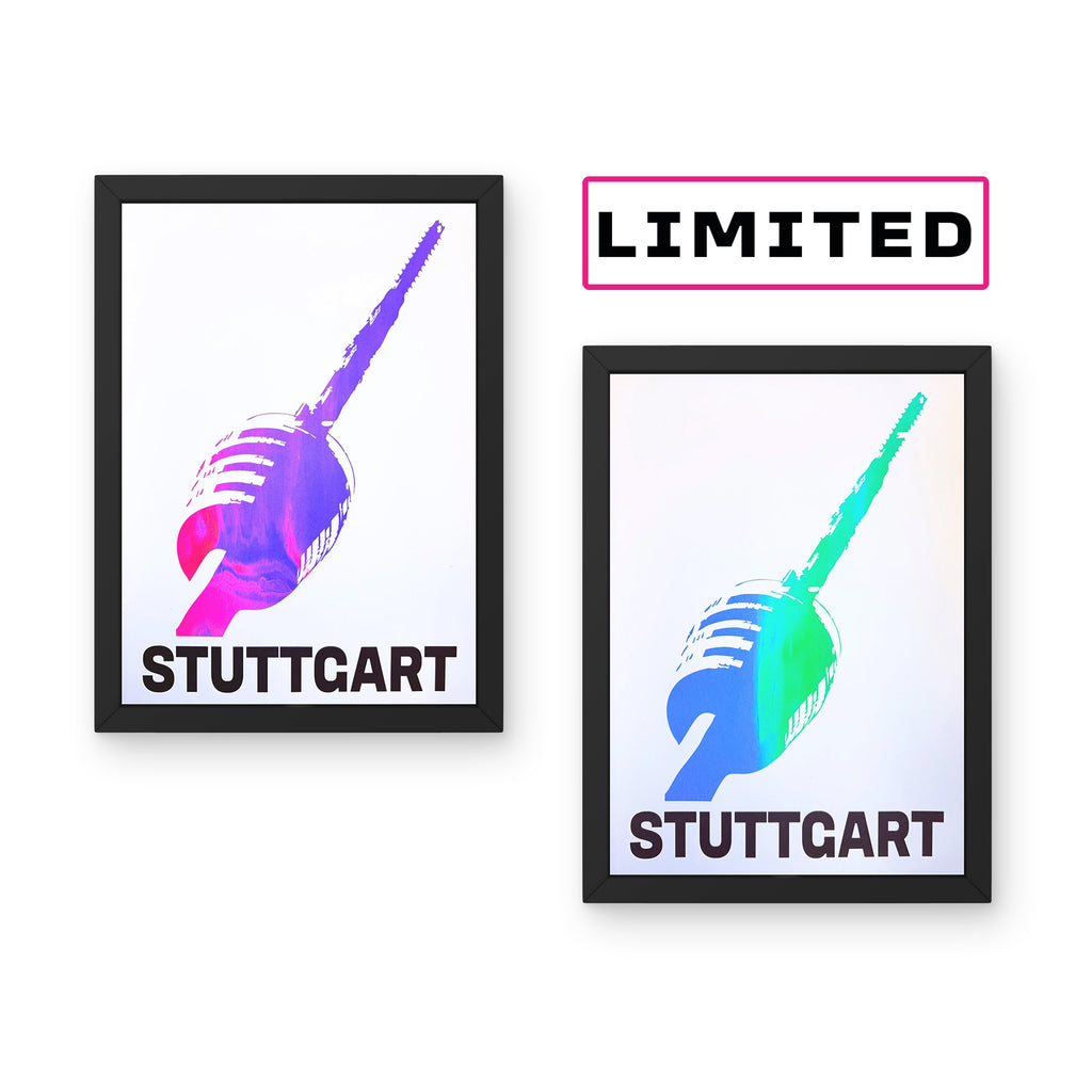 Stuttgart Fernsehturm Limited Print Neon Übersicht