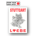 Print STUTTGART LIEBE DIN A3 personalisierbar neon rot