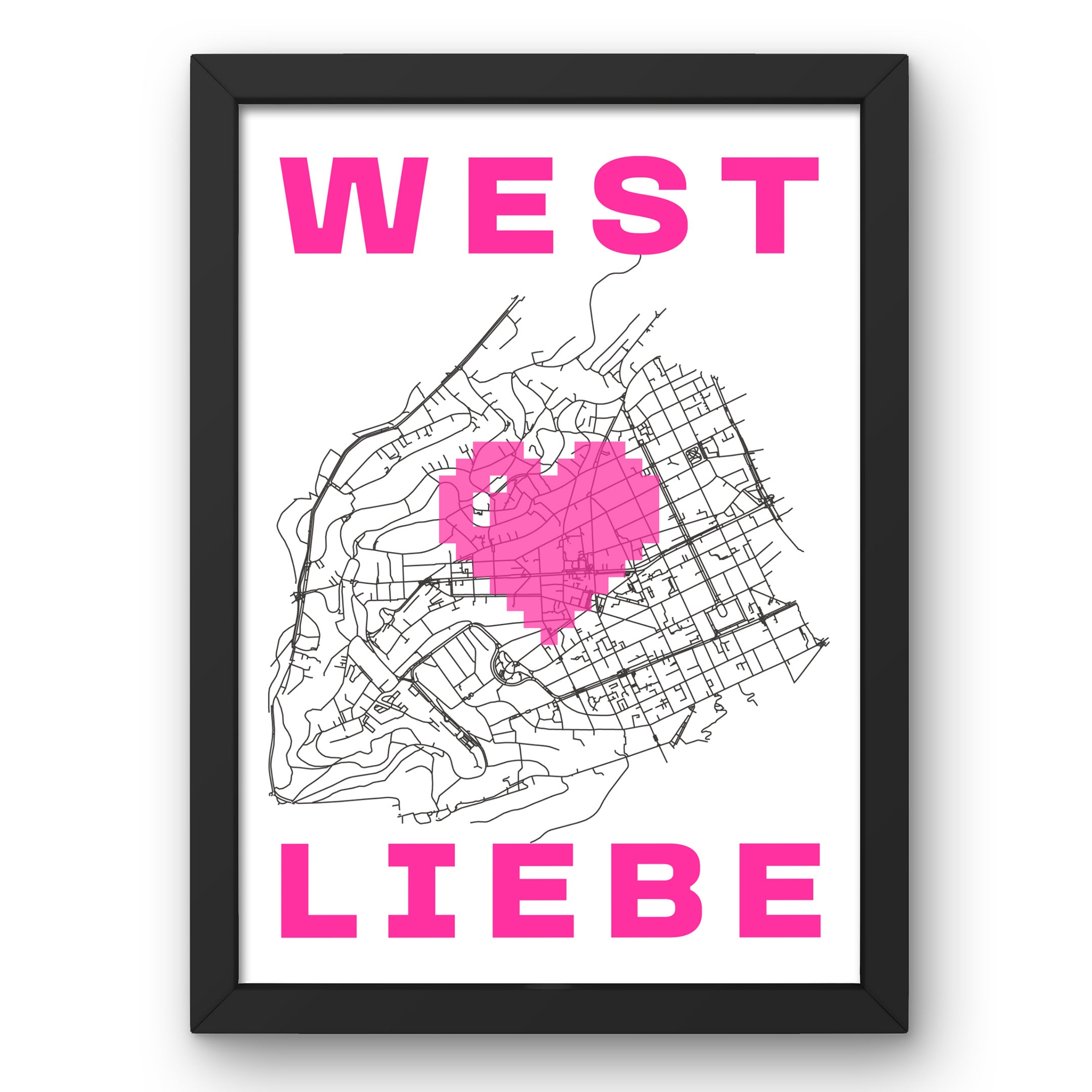 WEST LIEBE Print DIN A4 Stuttgart-West Neon Pink