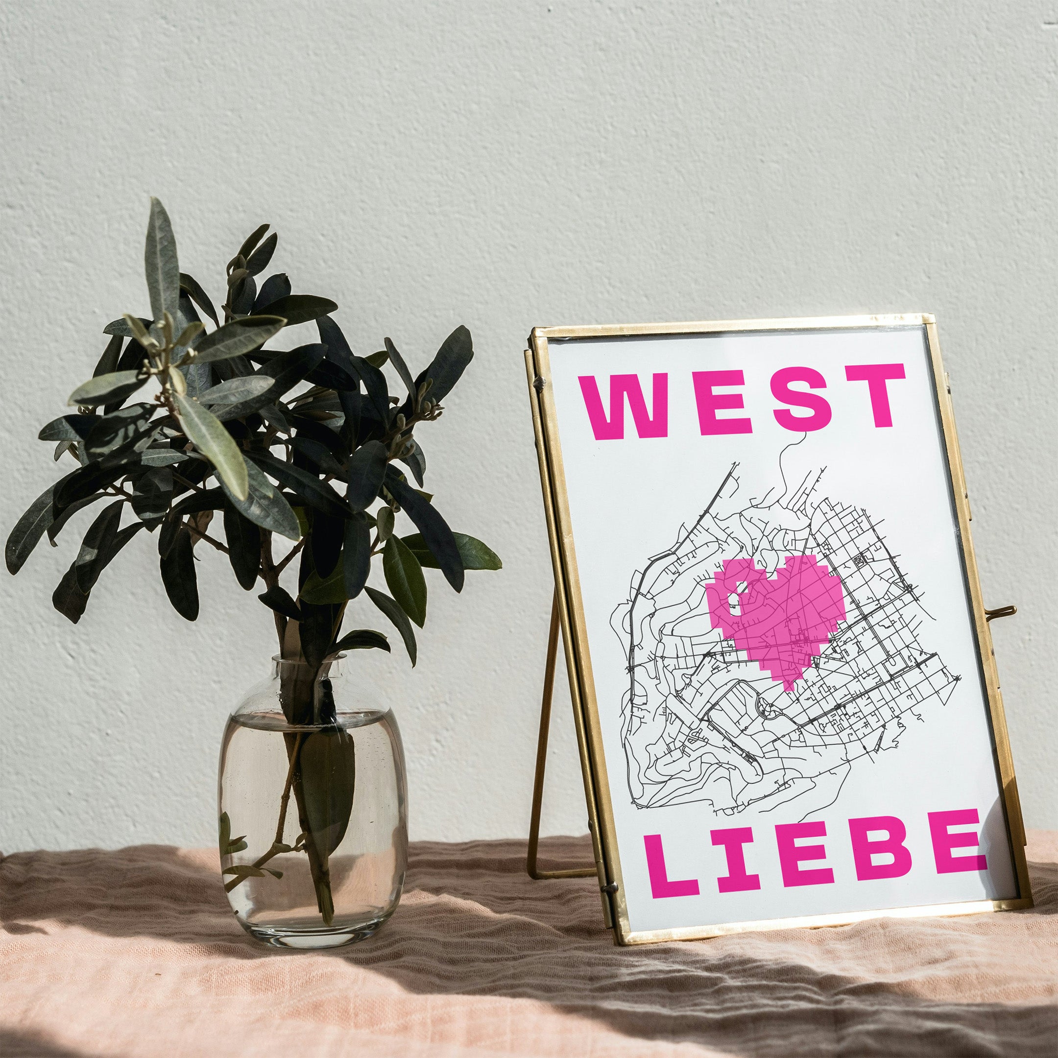WEST LIEBE Siebdruck Neon Pink