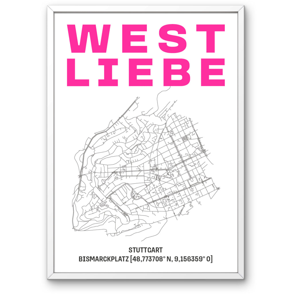 WEST LIEBE Print DIN A3 Bismarckplatz Neon Pink