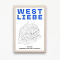 WEST LIEBE Print DIN A3 Bismarckplatz Neon Blau
