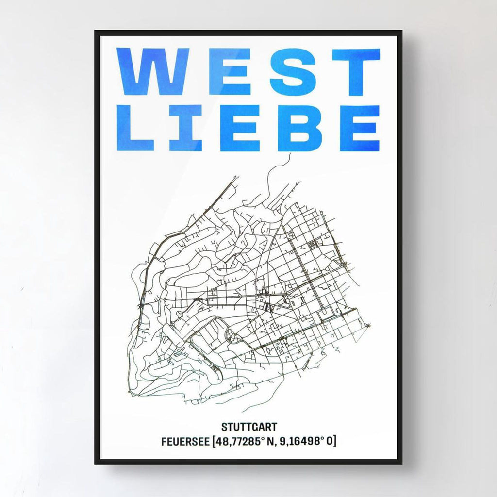WEST LIEBE Print DIN A3 Feuersee neon blau