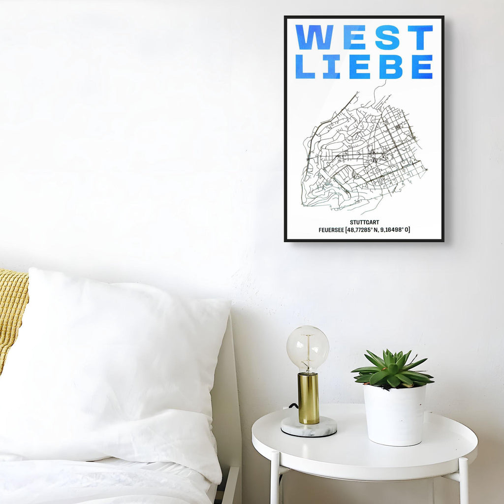 WEST LIEBE Print DIN A3 Feuersee neon blau