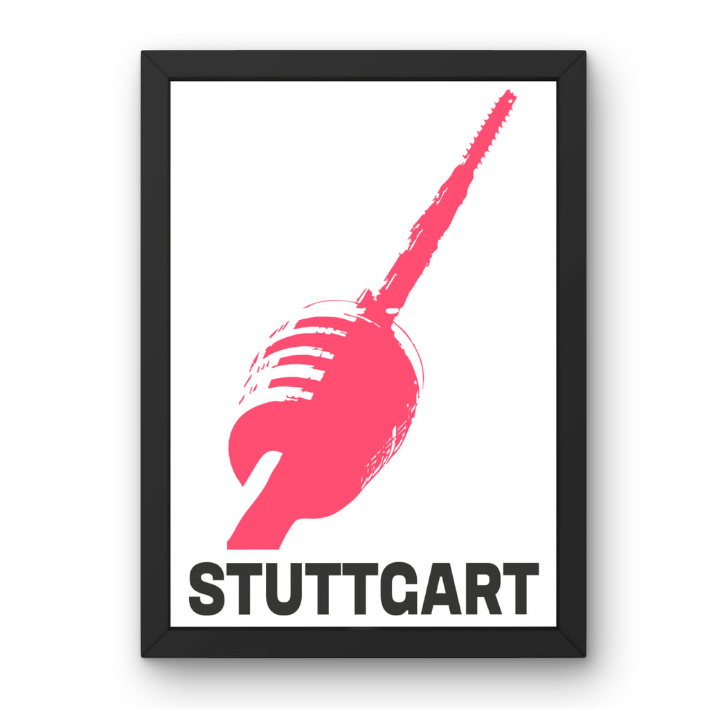 Print Stuttgart Fernsehturm Neon Rot 