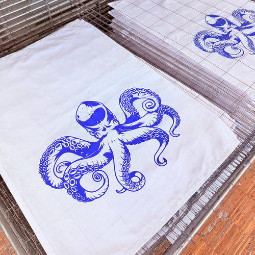Geschirrtuch Krake blau