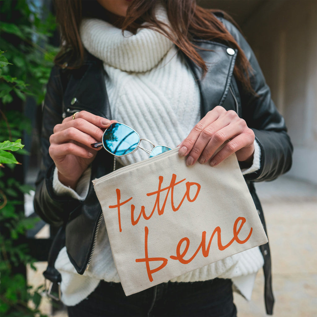 tutto bene – Canvas Täschchen Neon Orange