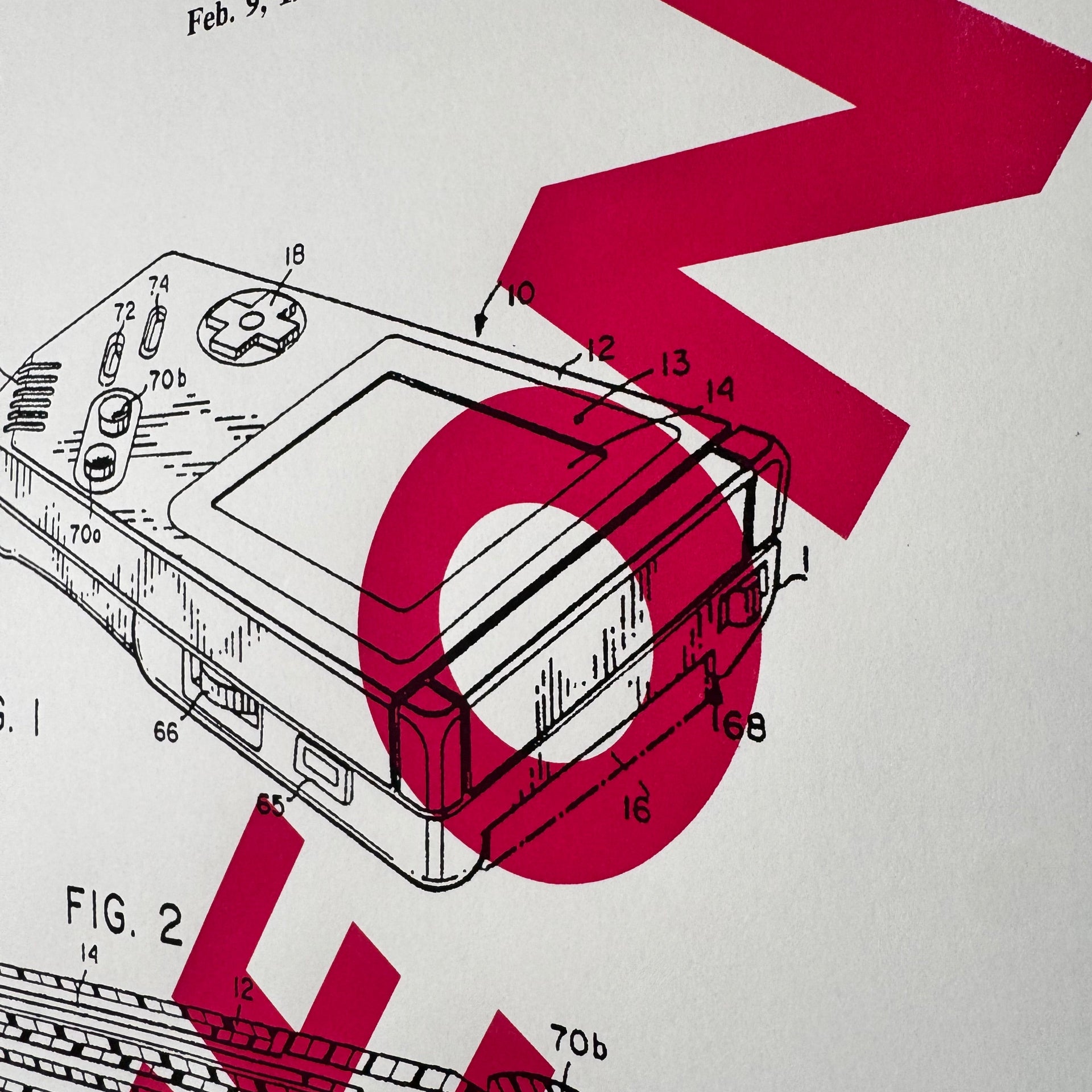 Siebdruck – Game Boy "GAME ON" weinrot Detail